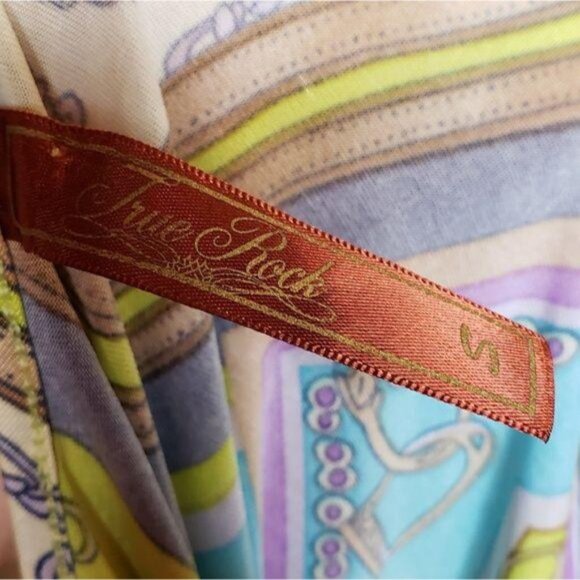 True Rock Womens Abstract Vibrant Print Jumpsuit W/ Adjustable Straps Pockets S - Picture 4 of 9